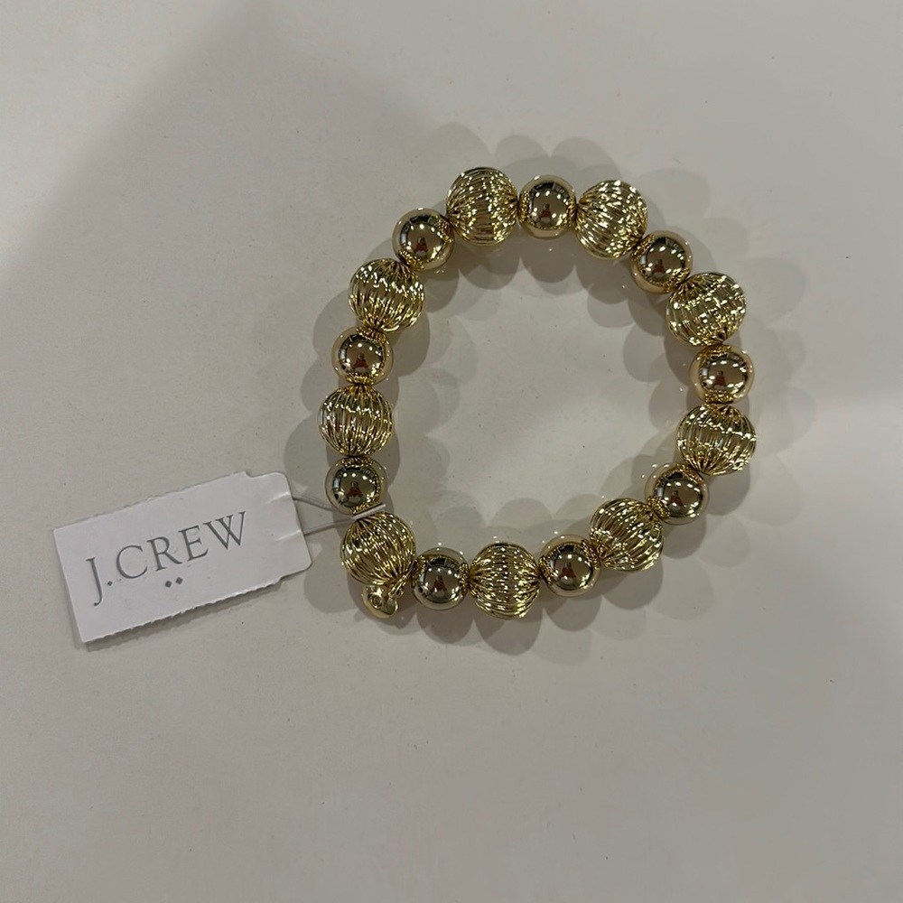 J Crew Gold Bead Stretch Bracelet
